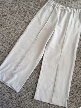 Zara Light Cream Wide-Leg Elastic Waist Trousers